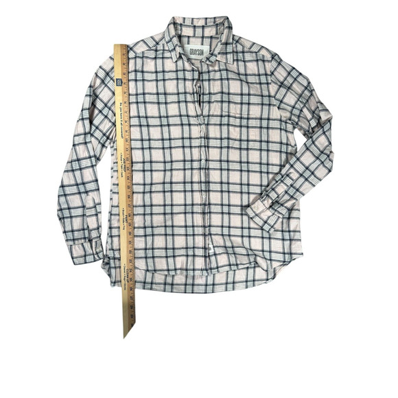Grayson Shirt Womens Large The Hero Button Up Long Sleeve Cotton Pink Blue Plaid - Picture 5 of 7